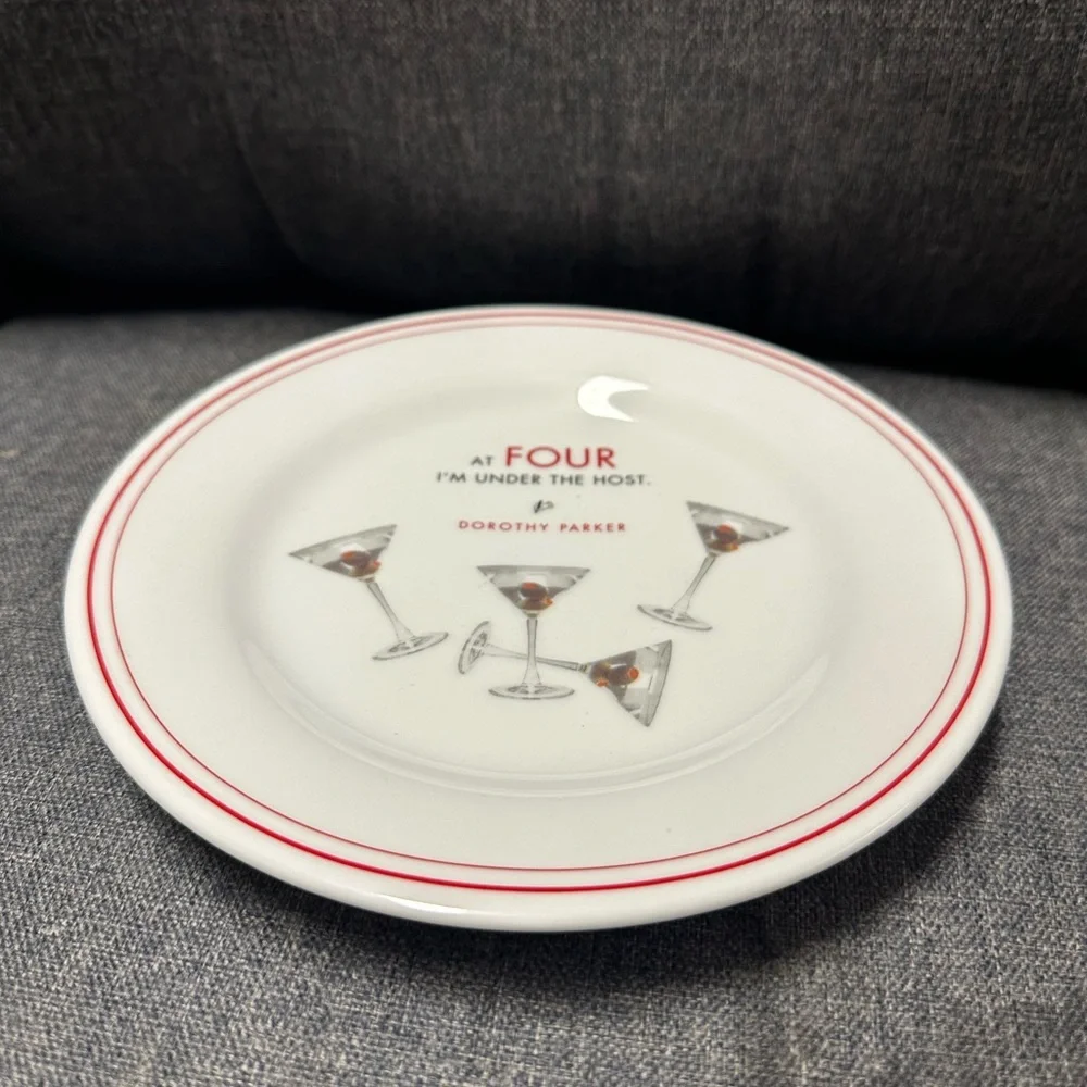 RESTORATION HARDWARE PLATES WITH QUOTES FROM DOROTHY PARKER